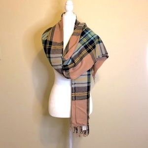 NWT J. Crew Large Pink Plaid Scarf